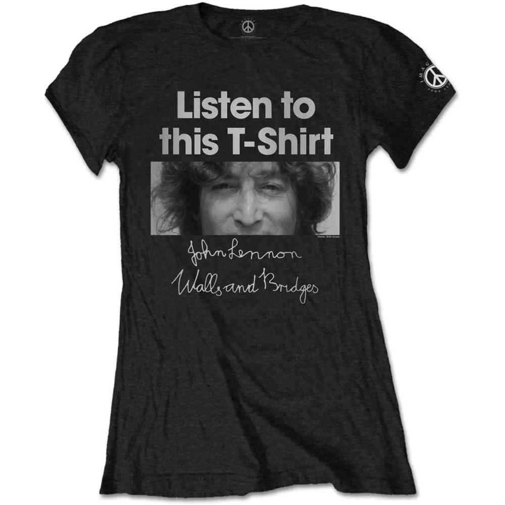 John Lennon - Listen Lady Ladies Tshirt - Black
